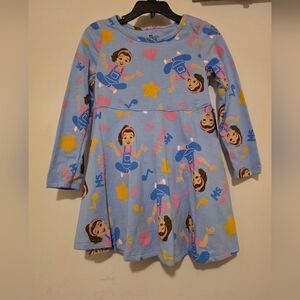 Charming Ms. Rachel Blue Cartoon Print Kids Dress